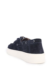Off The Hook Blue Daly Suede Boat Style Slip On Loafers With Platform Sole - Image 3 of 6