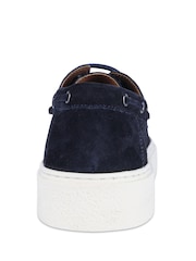 Off The Hook Blue Daly Suede Boat Style Slip On Loafers With Platform Sole - Image 5 of 6