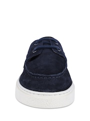 Off The Hook Blue Daly Suede Boat Style Slip On Loafers With Platform Sole - Image 6 of 6