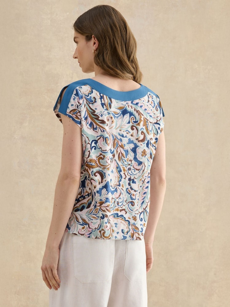 Hobbs Blue Viviana Printed Top - Image 2 of 3 Hobbs Blue Viviana Printed Top - Image 2 of 3