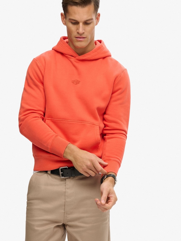 SUPERDRY Orange Micro Logo Hoodie - Image 1 of 5 SUPERDRY Orange Micro Logo Hoodie - Image 1 of 5