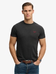 Superdry Black Essential Stacked Logo Embroidered T-Shirt - Image 1 of 5