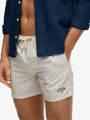 SUPERDRY White Premium Printed 15-inch Swim Shorts - Image 1 of 9