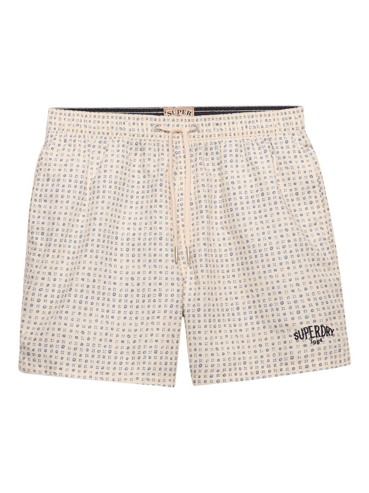 SUPERDRY White Premium Printed 15-inch Swim Shorts - Image 9 of 9