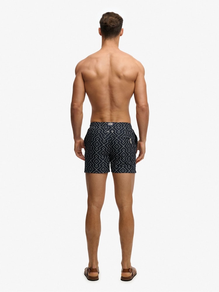 SUPERDRY Blue Premium Printed 15-inch Swim Shorts - Image 2 of 9