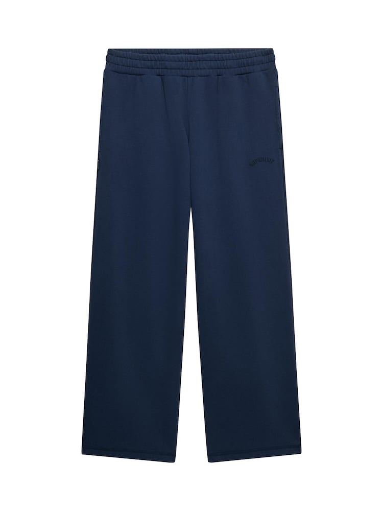SUPERDRY Blue Essential Logo Wide Leg Joggers - Image 1 of 2 SUPERDRY Blue Essential Logo Wide Leg Joggers - Image 1 of 2