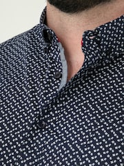 D555 Blue Icon AO Print Short Sleeve Button Down Collar Shirt - Image 4 of 6