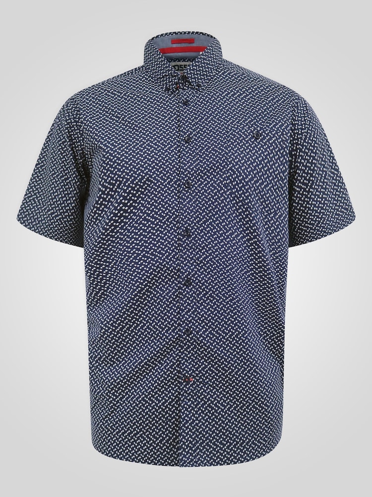 D555 Blue Icon AO Print Short Sleeve Button Down Collar Shirt - Image 6 of 6
