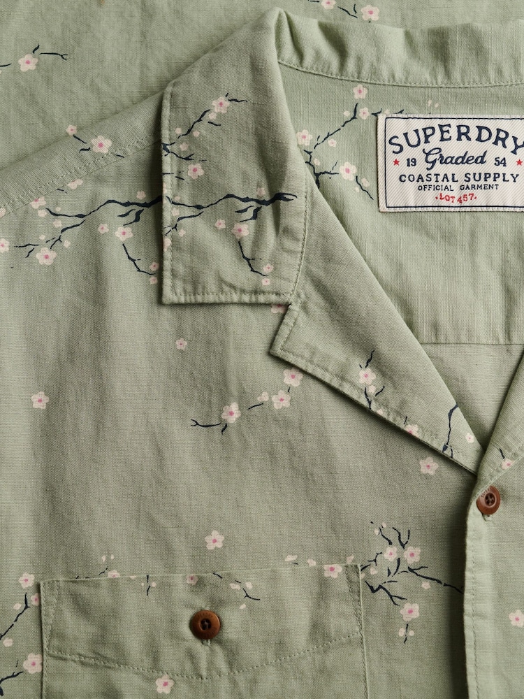 SUPERDRY Green Short Sleeve Printed Beach Shirt - Image 8 of 8 SUPERDRY Green Short Sleeve Printed Beach Shirt - Image 8 of 8