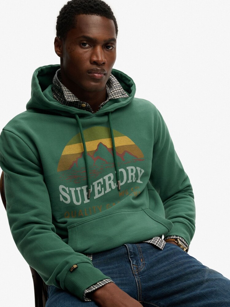 SUPERDRY Green Outdoors Mountain Relaxed Hoodie - Image 1 of 5