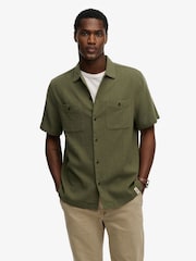 SUPERDRY Green The Merchant Store - Textured Short Sleeve Shirt - Image 1 of 7