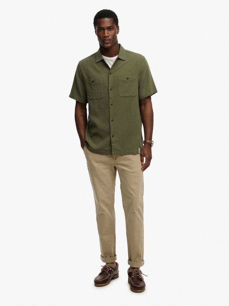 SUPERDRY Green The Merchant Store - Textured Short Sleeve Shirt - Image 2 of 7