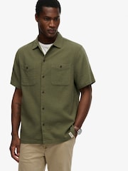 SUPERDRY Green The Merchant Store - Textured Short Sleeve Shirt - Image 3 of 7