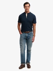 Синий - SUPERDRY Классическая футболка из хлопок и лен с коротким рукавом - Изображение 4 8