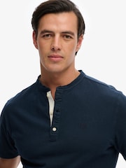 Синий - SUPERDRY Классическая футболка из хлопок и лен с коротким рукавом - Изображение 5 8