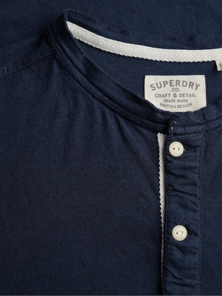 Синий - SUPERDRY Классическая футболка из хлопок и лен с коротким рукавом - Изображение 8 8