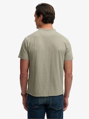 SUPERDRY Green Classic Cotton Linen Short Sleeve Grandad T-Shirt - Image 4 of 5