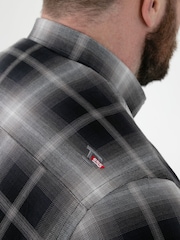 D555 Black Shadow Check Button Down Collar Short Sleeve Shirt With Pocket - Image 5 of 6