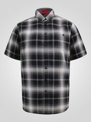 D555 Black Shadow Check Button Down Collar Short Sleeve Shirt With Pocket - Image 6 of 6