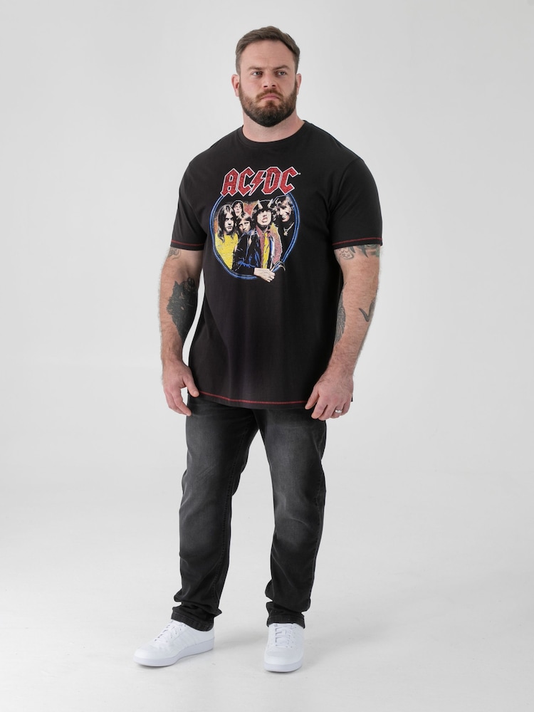 D555 Black Official ACDC Highway To Hell Printed Crew Neck T-Shirt - Image 2 of 7