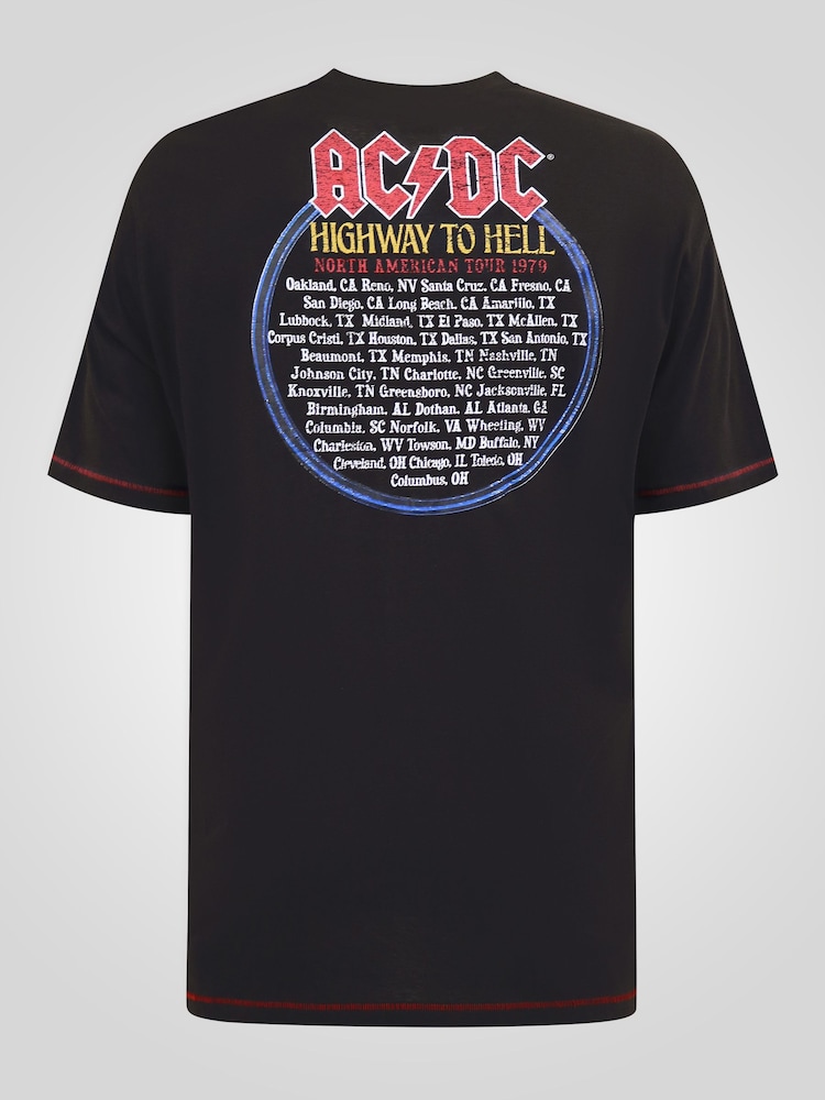 D555 Black Official ACDC Highway To Hell Printed Crew Neck T-Shirt - Image 7 of 7