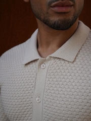 CAPO Natural Jacquard Button Up Polo Shirt - Image 4 of 5