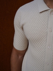 CAPO Natural Jacquard Button Up Polo Shirt - Image 5 of 5
