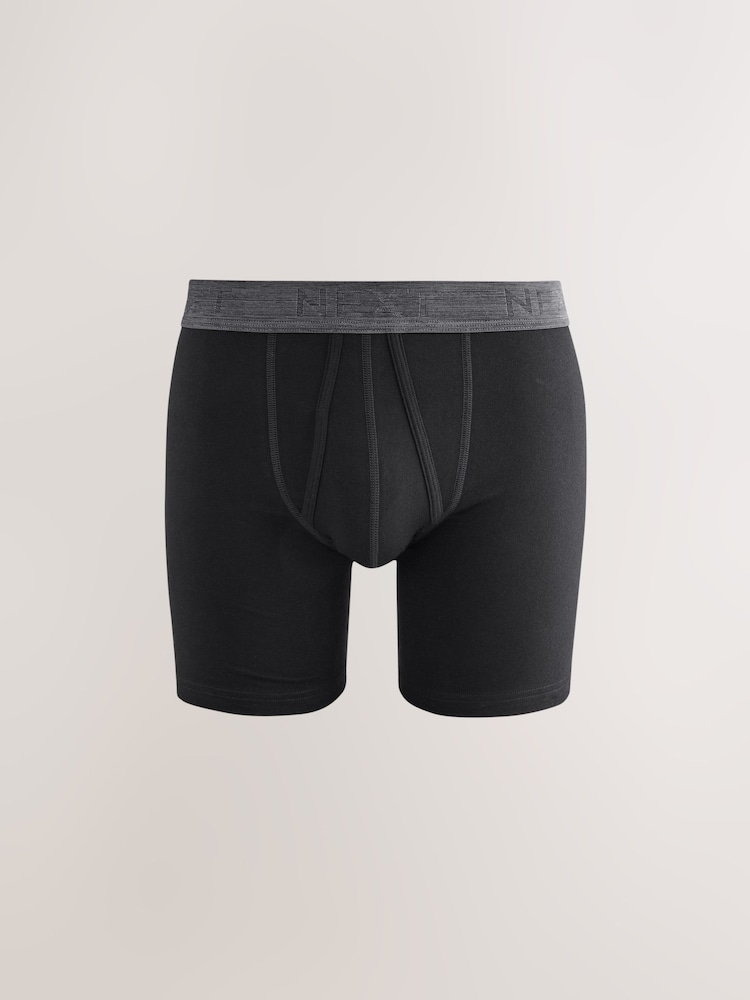 Black Grey Waistband A-Front Cotton Rich Boxers 10 Pack - Image 2 of 14 Black Grey Waistband A-Front Cotton Rich Boxers 10 Pack - Image 2 of 14