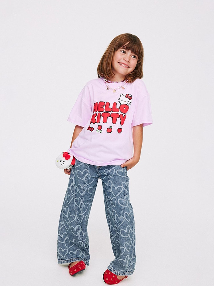 Cotton On Pink Hello Kitty Drop Shoulder Short Sleeve T-Shirt - Image 1 of 4 Cotton On Pink Hello Kitty Drop Shoulder Short Sleeve T-Shirt - Image 1 of 4