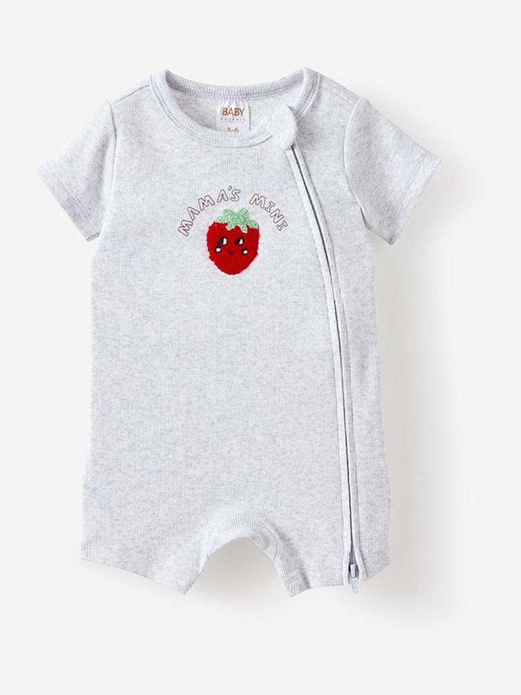 Cotton On Grey Short Sleeve Zip Romper - Image 1 of 2