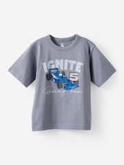 Cotton On Steel Grey Jonny Short Sleeve Back Graphic Print T-Shirt - Image 1 of 3