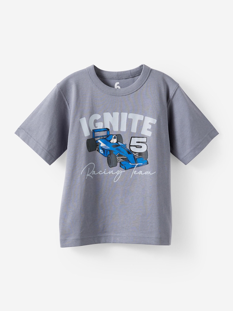 Cotton On Steel Grey Jonny Short Sleeve Back Graphic Print T-Shirt - Image 1 of 3