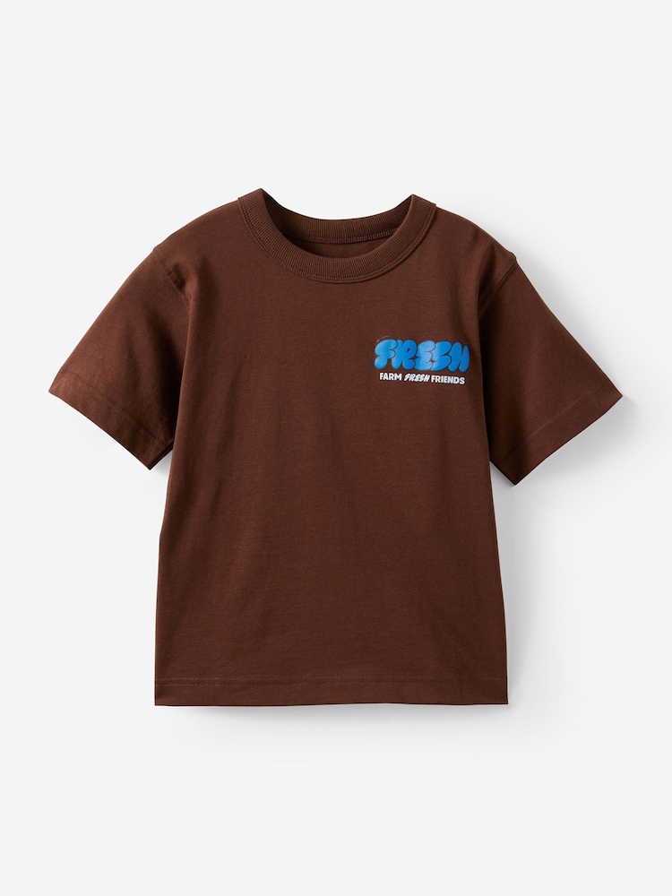 Cotton On Brown Jonny Short Sleeve Back Graphic Print T-Shirt - Image 1 of 3