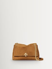 Tory Burch Brown Charlie Quilted Suede Shoulder Bag - Image 1 of 5