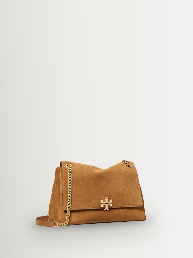 Tory Burch Brown Charlie Quilted Suede Shoulder Bag - Image 2 of 5 Tory Burch Brown Charlie Quilted Suede Shoulder Bag - Image 2 of 5