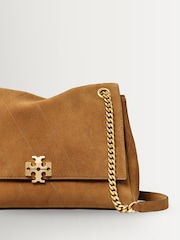 Tory Burch Brown Charlie Quilted Suede Shoulder Bag - Image 5 of 5