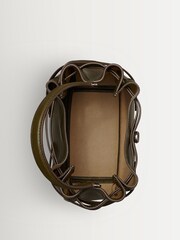 Tory Burch Green Romy Pebbled Bucket Bag - Image 4 of 5