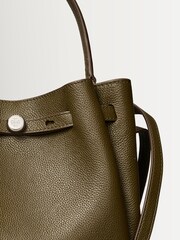 Tory Burch Green Romy Pebbled Bucket Bag - Image 5 of 5