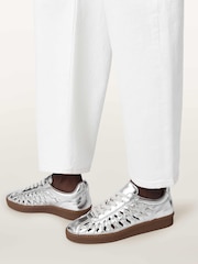 AllSaints Metallic Velma Woven Sneakers - Image 1 of 6