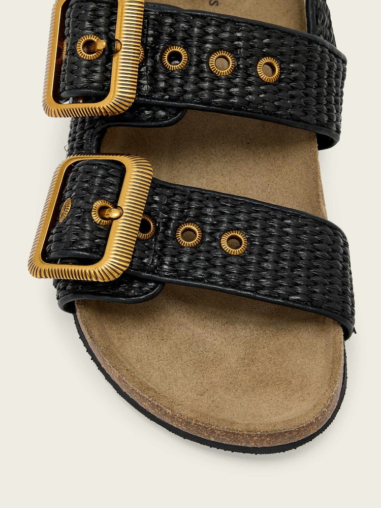 AllSaints Black Staffa Raffia Sandals - Image 6 of 6