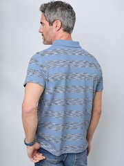 Cotton Traders Blue Short Sleeve Textured Stripe Polo Shirt - Image 3 of 3
