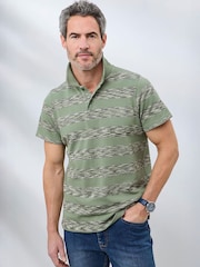Cotton Traders Green Short Sleeve Textured Stripe Polo Shirt - Image 1 of 4