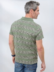 Cotton Traders Green Short Sleeve Textured Stripe Polo Shirt - Image 4 of 4