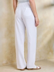 Cotton Traders White Linen Blend Relaxed Fit Trousers - Image 2 of 3