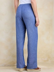 Cotton Traders Blue Linen Blend Relaxed Fit Trousers - Image 3 of 4