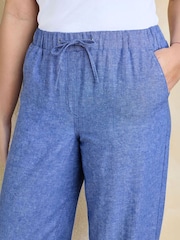 Cotton Traders Blue Linen Blend Relaxed Fit Trousers - Image 4 of 4
