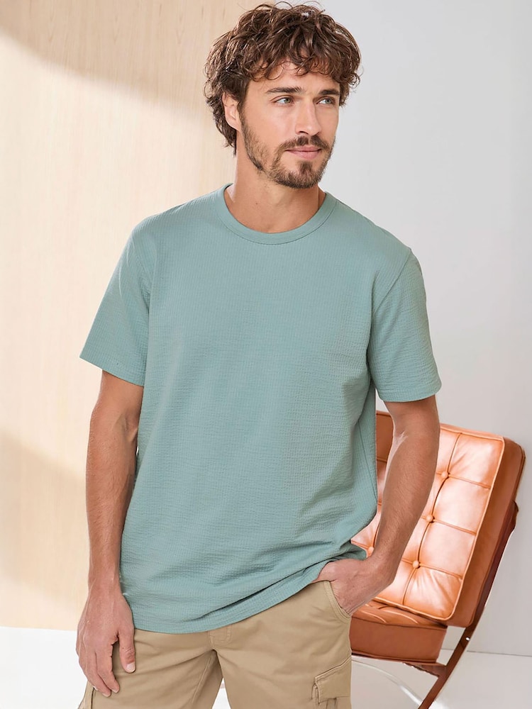 Cotton Traders Green Signature Seersucker T-Shirt - Image 1 of 4