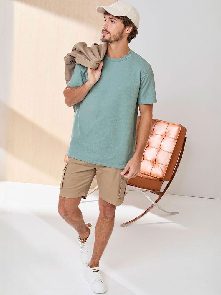 Cotton Traders Green Signature Seersucker T-Shirt - Image 4 of 4