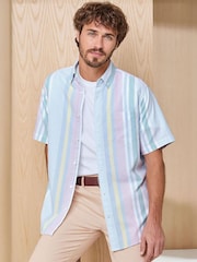 Cotton Traders Green Signature Short Sleeve Oxford Shirt - Image 3 of 4