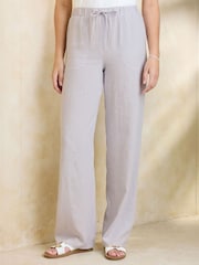 Cotton Traders Grey Linen Blend Relaxed Fit Trousers - Image 1 of 3